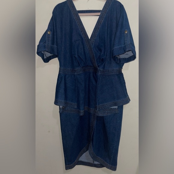 NWOT Eloquii Plus Size Denim Dress With Peplum Detail - Picture 8 of 10